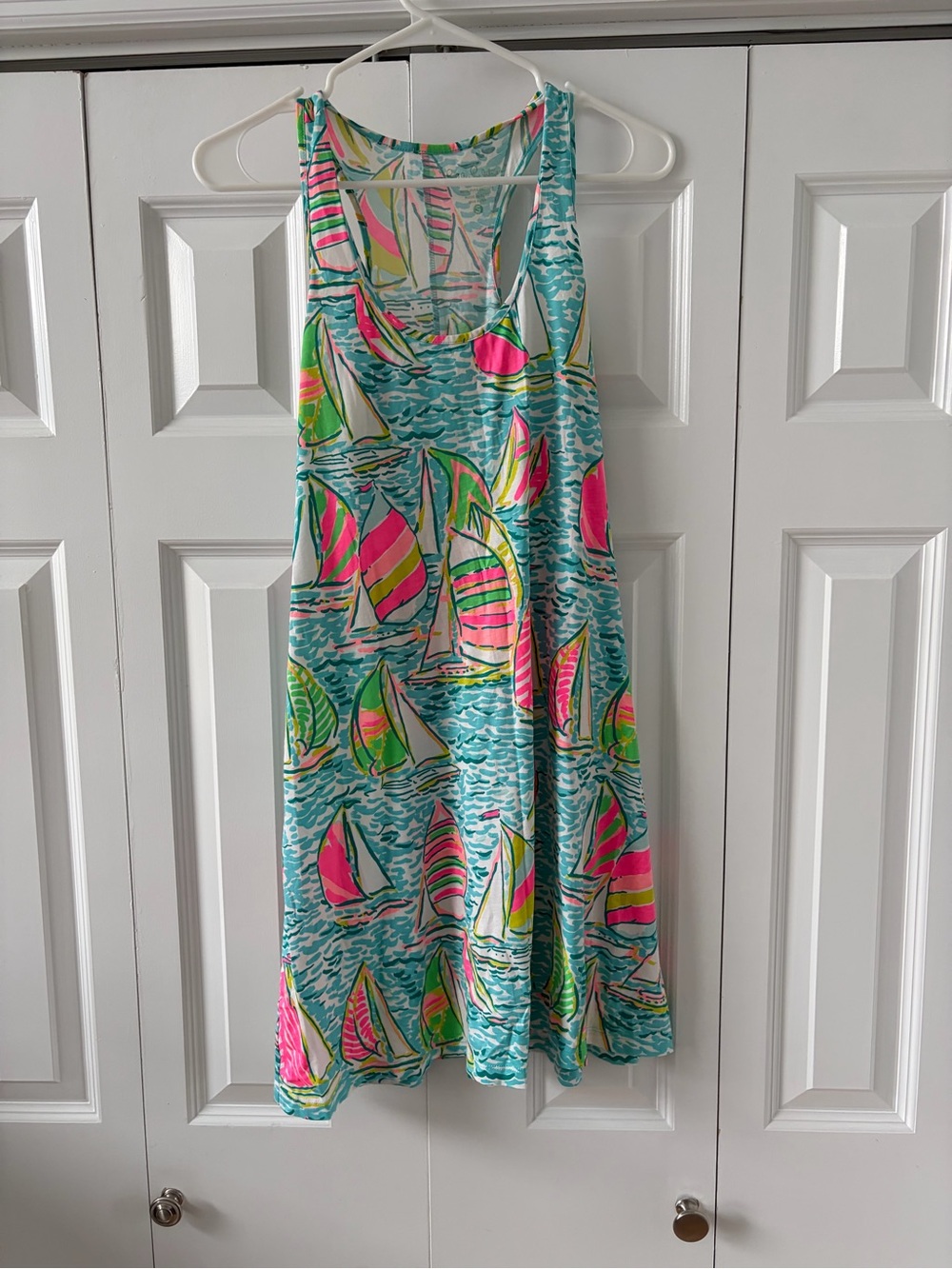 Lilly Pulitzer Turquoise, Pink & Lime Sailboat Print Tank Dress